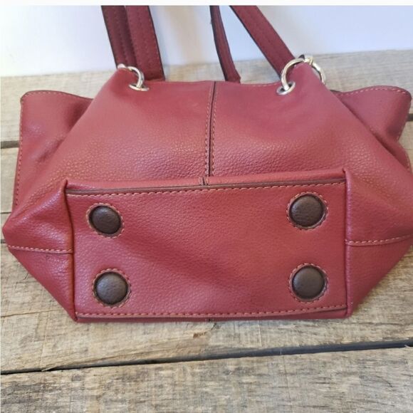 NINE WEST Faux Leather Small Shoulder Hand Bag Dark Red - Picture 3 of 10